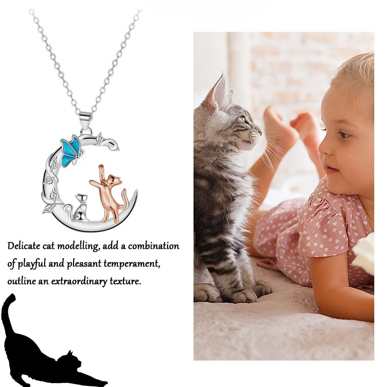 Модное ожерелье с подвеской в виде кота лунная цепочка-бабочка колье лучший