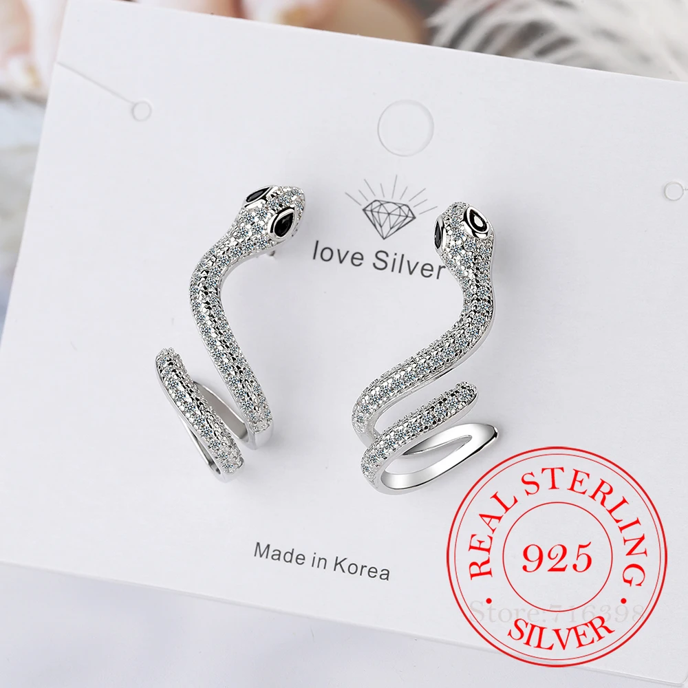 

Женские серьги-змеи из серебра 925 пробы, с фианитами