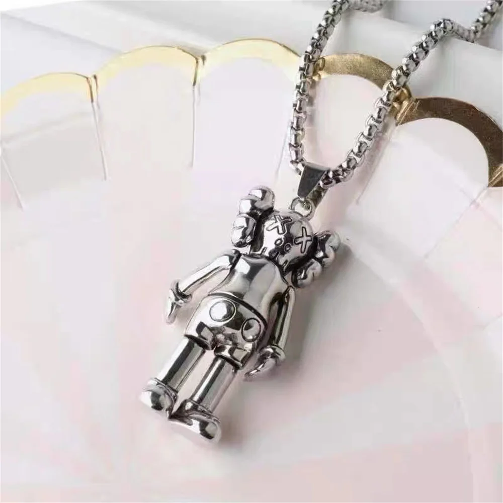 

Sterling Silver Necklace ins fashion brand hip hop pendant personality Japanese and Korean men and women disco couple Pendant