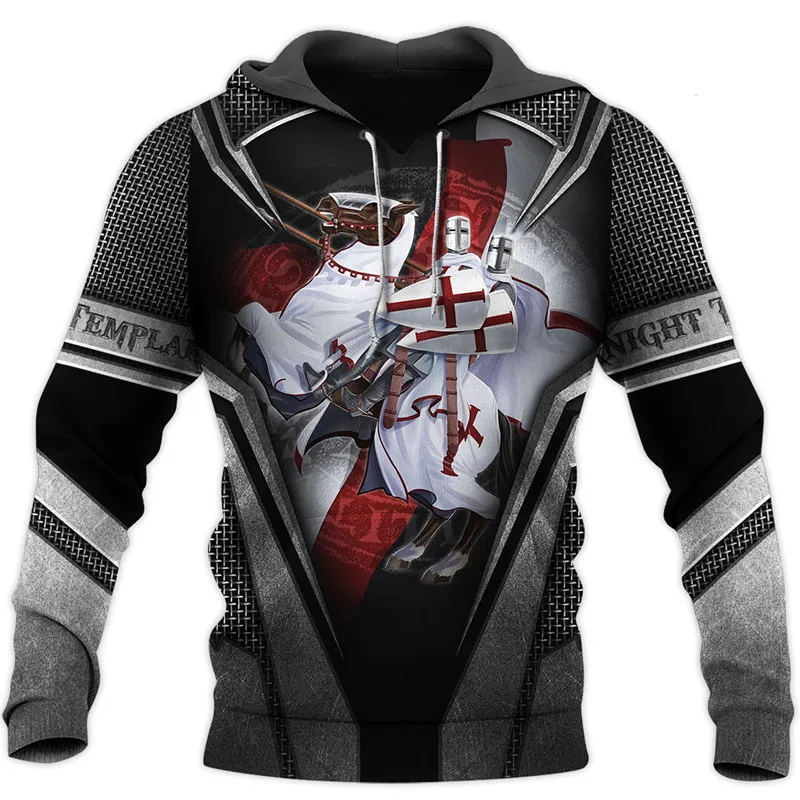 

Fashion Autumn Winter Hoodie Brave Knight Templar 3D Print Men's Zip Hoodie Unisex Harajuku Street Hip Hop Sweatshirt Jacket