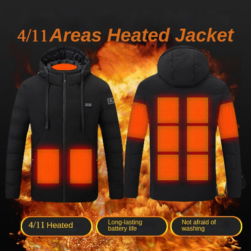 

Мужская теплая куртка с подогревом 4/11, зимние уличные куртки с электроподогревом и USB, теплое Спортивное теплое пальто, тканевая хлопковая куртка с подогревом