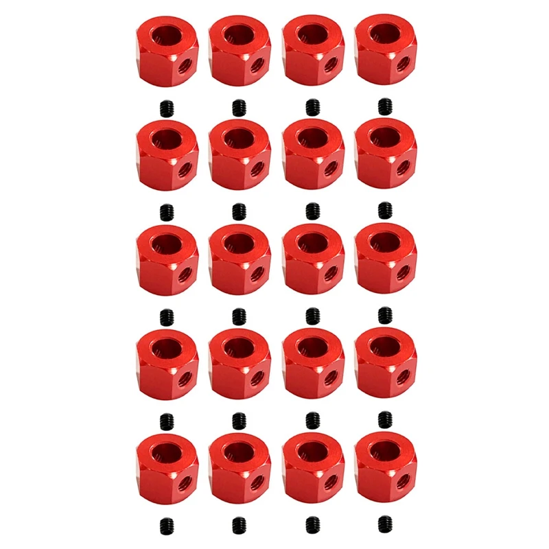 

20PCS 5Mm To 12Mm Metal Combiner Wheel Hub Hex Adapter For WPL D12 C14 C24 B14 B16 MN D90 D91 RC Car Upgrade Parts,Red