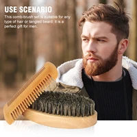 beard brush mustache comb kit boar bristle beard brush wooden grooming comb facial hair care gift set for mens beard styling