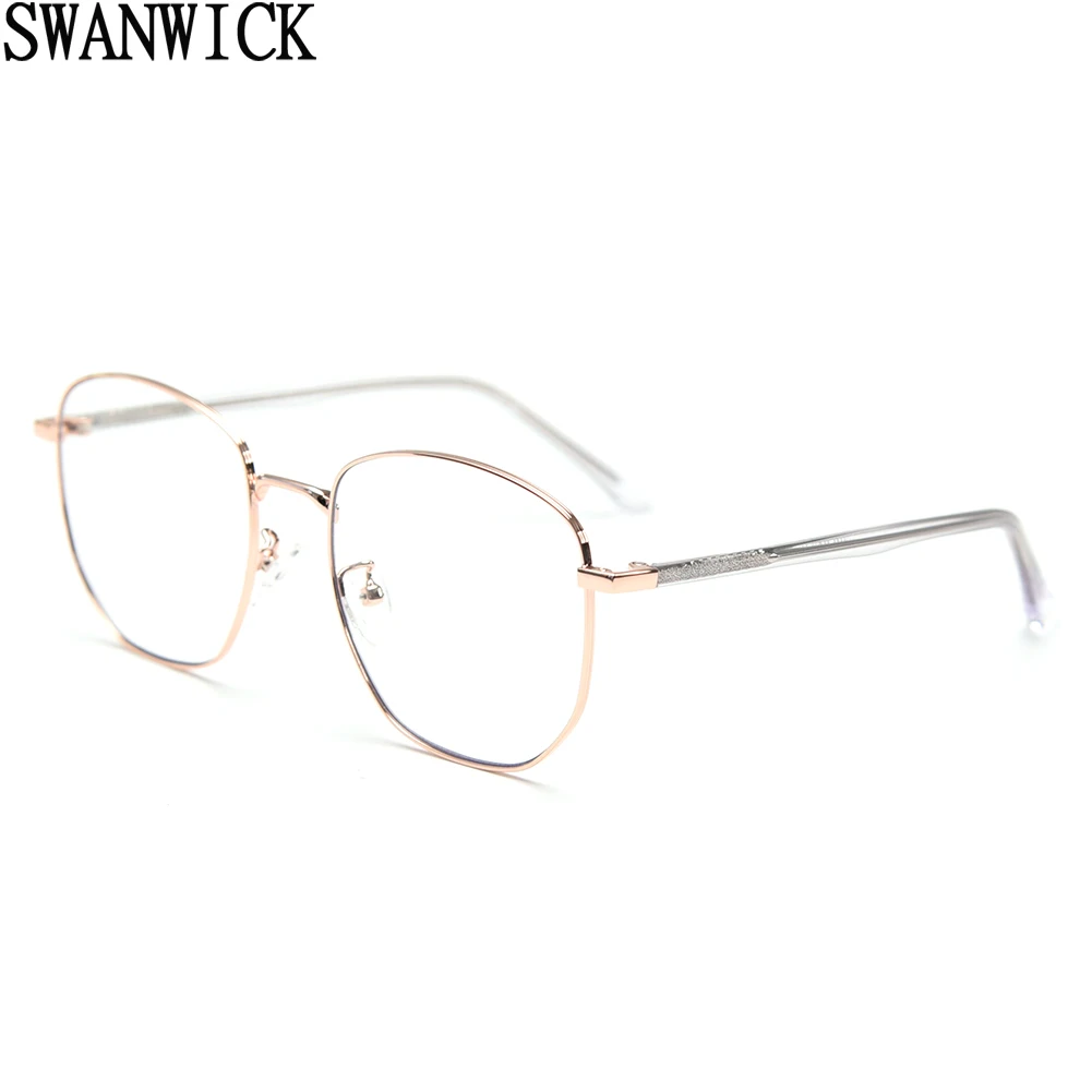 

Swanwick женские металлические очки в Корейском стиле Квадратные прозрачные линзы женские оптические оправы для очков для мужчин коричневые з...
