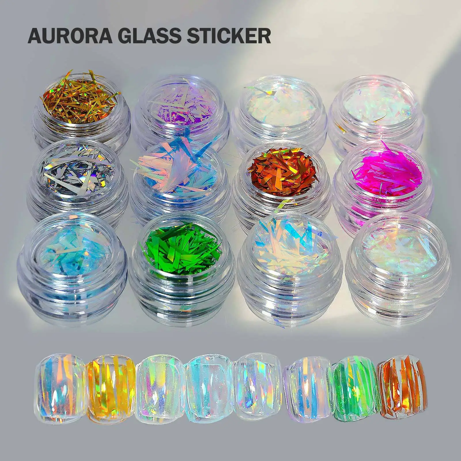 

32Color Broken Glass Paper Aurora Nail Sticker Irregular Ice Cube Flake Adhesive Magic Mirror Paper Foils DIYNail Art Decoration