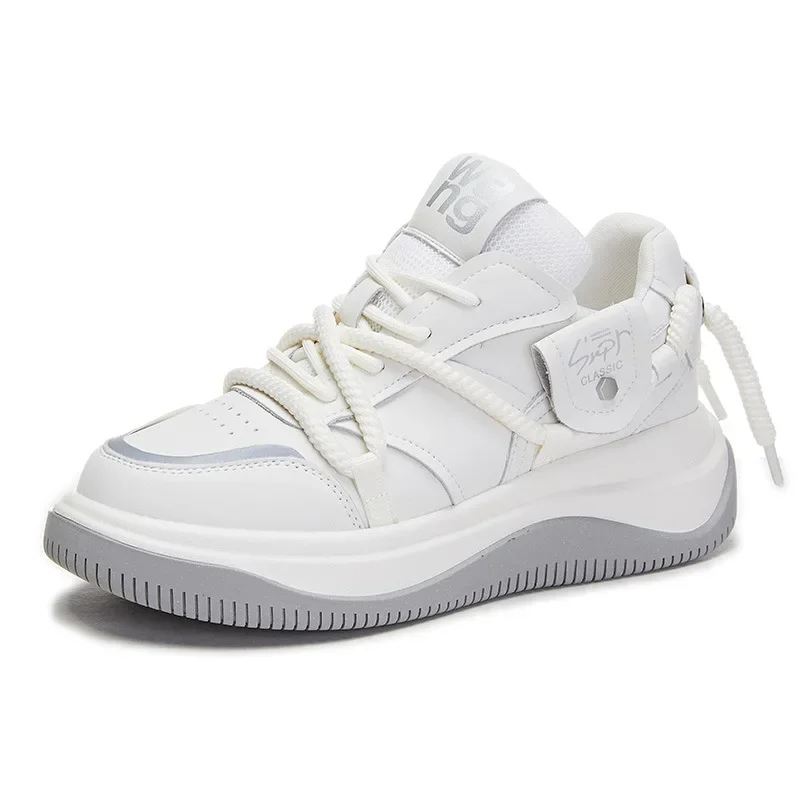 

2023 New Women's Casual Shoes with Thick Bottom and Breathable Leather White Sneakers Women Shoes Sneakers