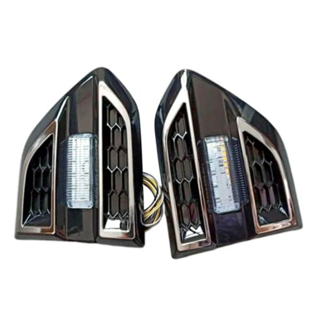 

2pcs Car Turn Signal Light Side Fender Air Vent Turn Signal Replace Protect Decor For Ford Ranger 2019-21 DRL LED Lights Black