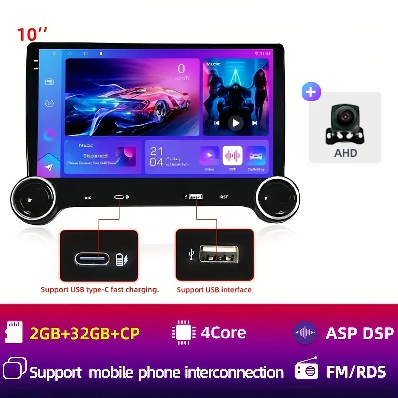 

2 ручки Android 14 Auto Carplay автомобильный радиоприемник мультимедиа аудио WIFI 4G GPS Qled автомобильная стереосистема для Ford Toyota Kia VW Chevrolet