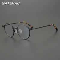 vintage pure titanium glasses frame men round luxury optical myopia prescription eyeglasses frame women brand designer eyewear