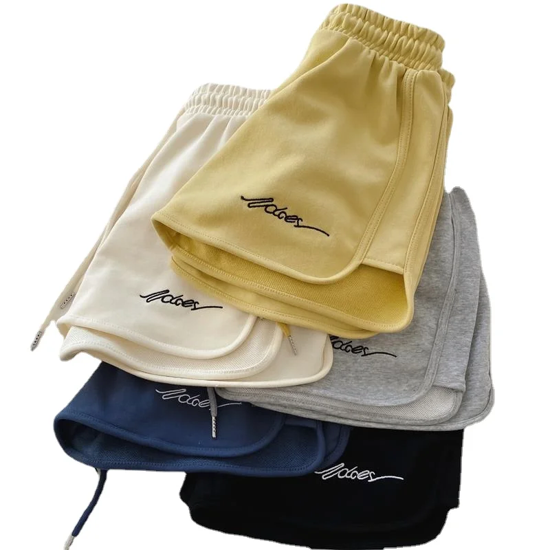 

Summer Sports Shorts Women Letter Printing Casual Shorts Loose Wide Legged Straight High Waist Elastic Waist Sports Short Pants