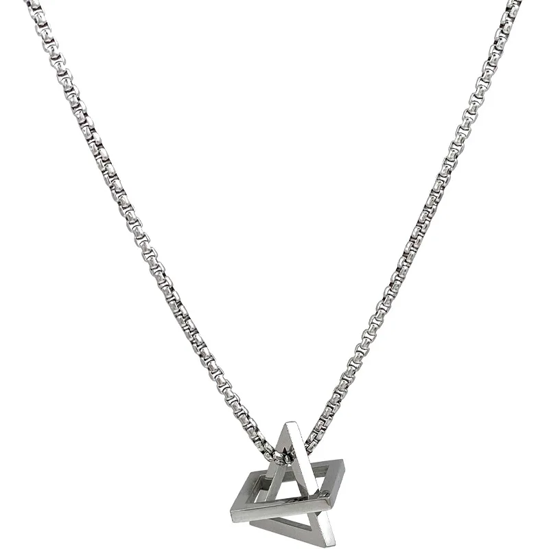 

Titanium Steel Fashionable Box Chain Geometric Square Necklace For Women Girls Wedding Party Use Western Style Jewelry