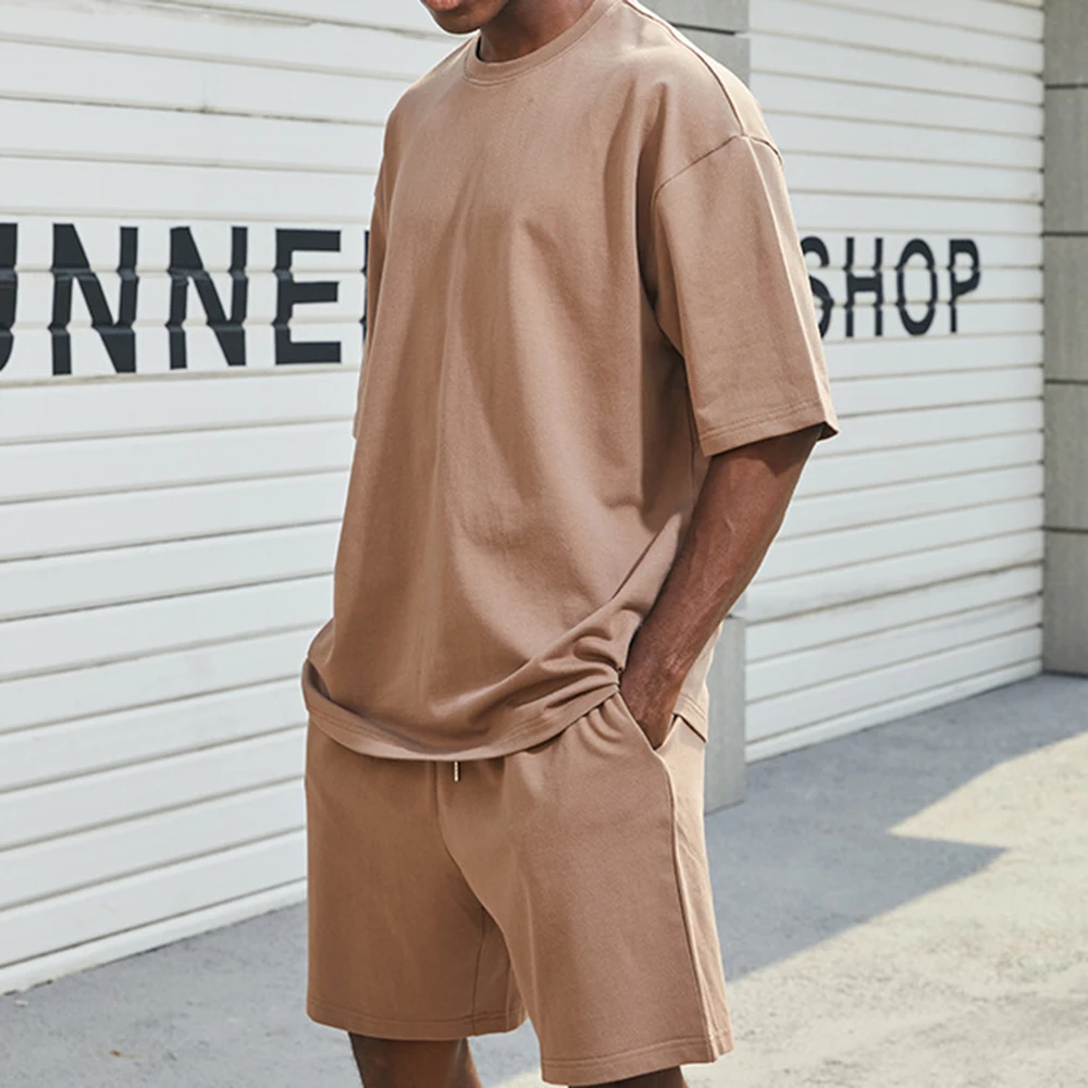 Hiphop Casual Street Suit Summer Bboy Two-Piece Set West Coast Round Neck T-Shirt Jacket Skateboard Shorts Men's Clothing