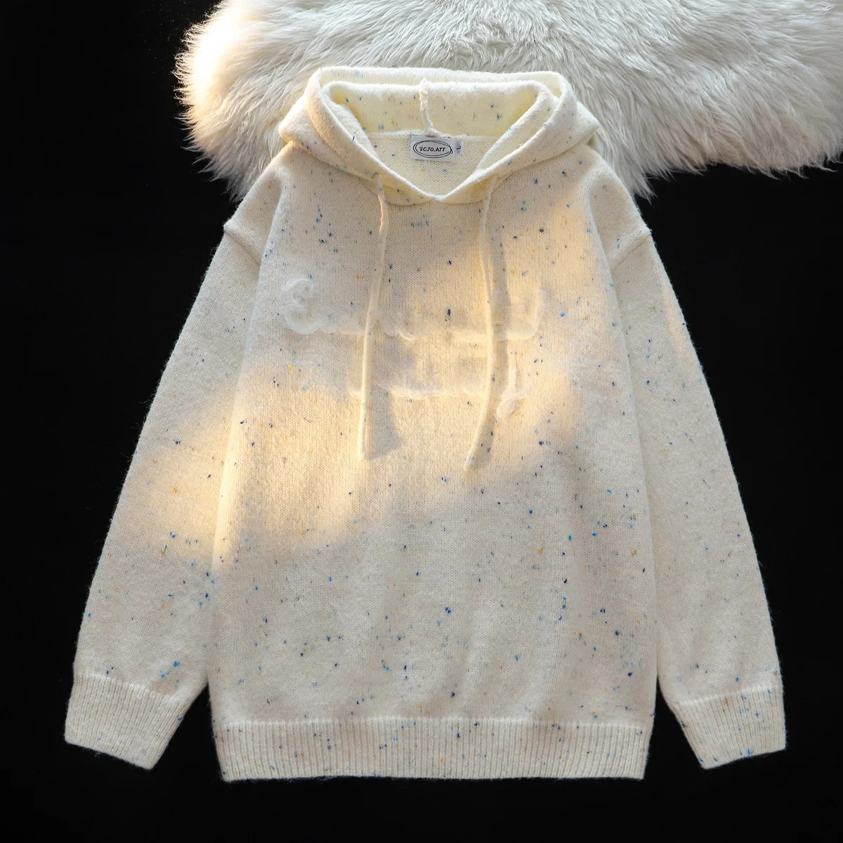 Мягкий клейкий цветной вязаный свитер Milk Huhu в горошек женская осенне-зимняя