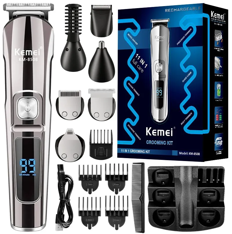 

Kemei 8508 Professional Hair Trimmer Waterproof 6 in 1 Hair Clipper Electric Hair Cutting Machine Beard trimer Body Men Haircut