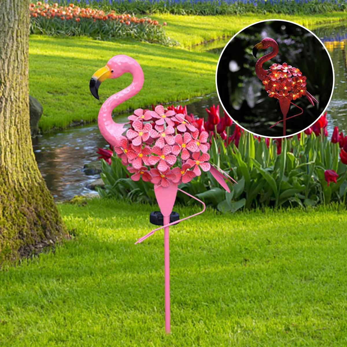 

Garden Solar Lights Flamingo Decorative Lights Outdoor Waterproof Lawn Lights Metal Landscape Night Light Christmas Decoration