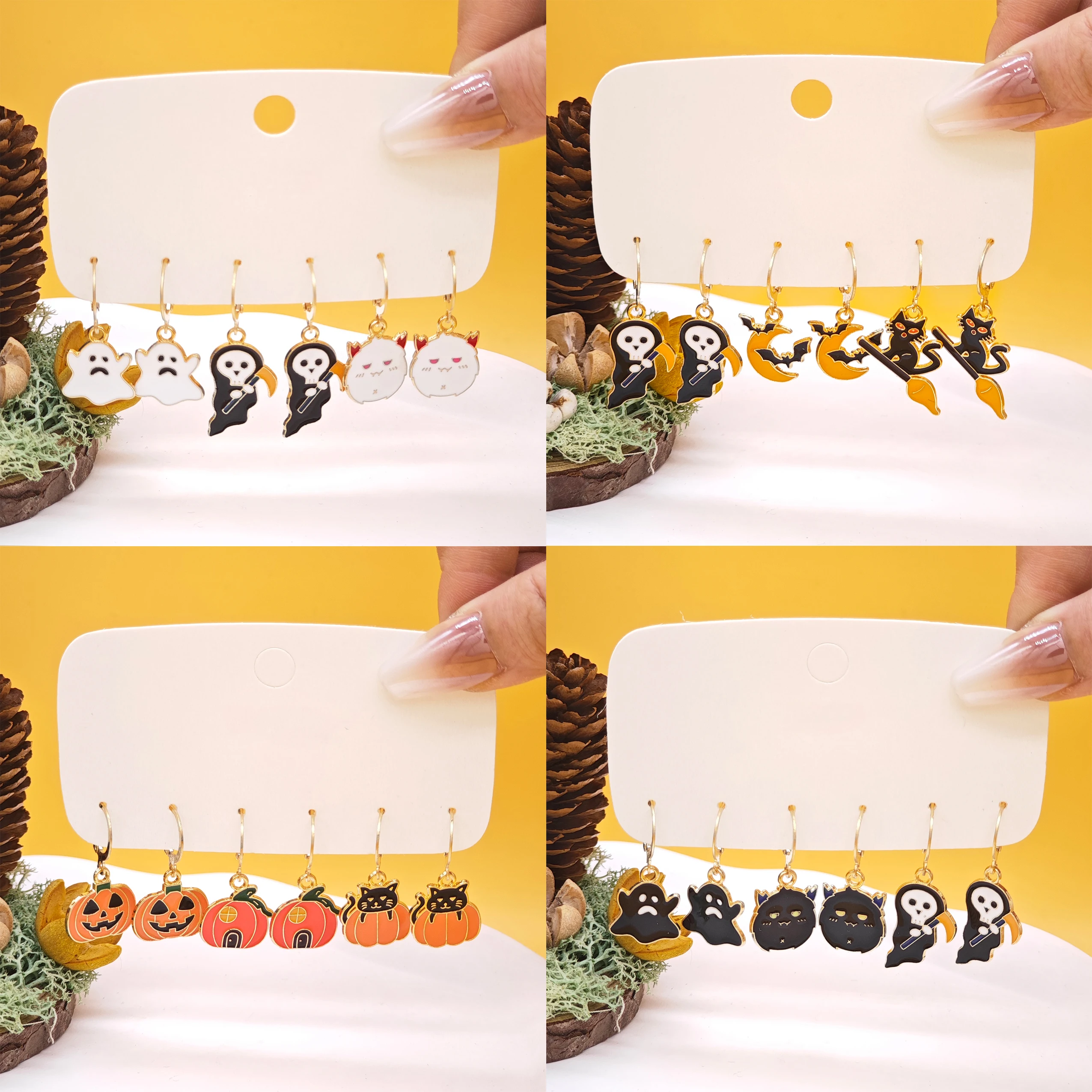 Серьги из сплава в виде тыквы 6 шт