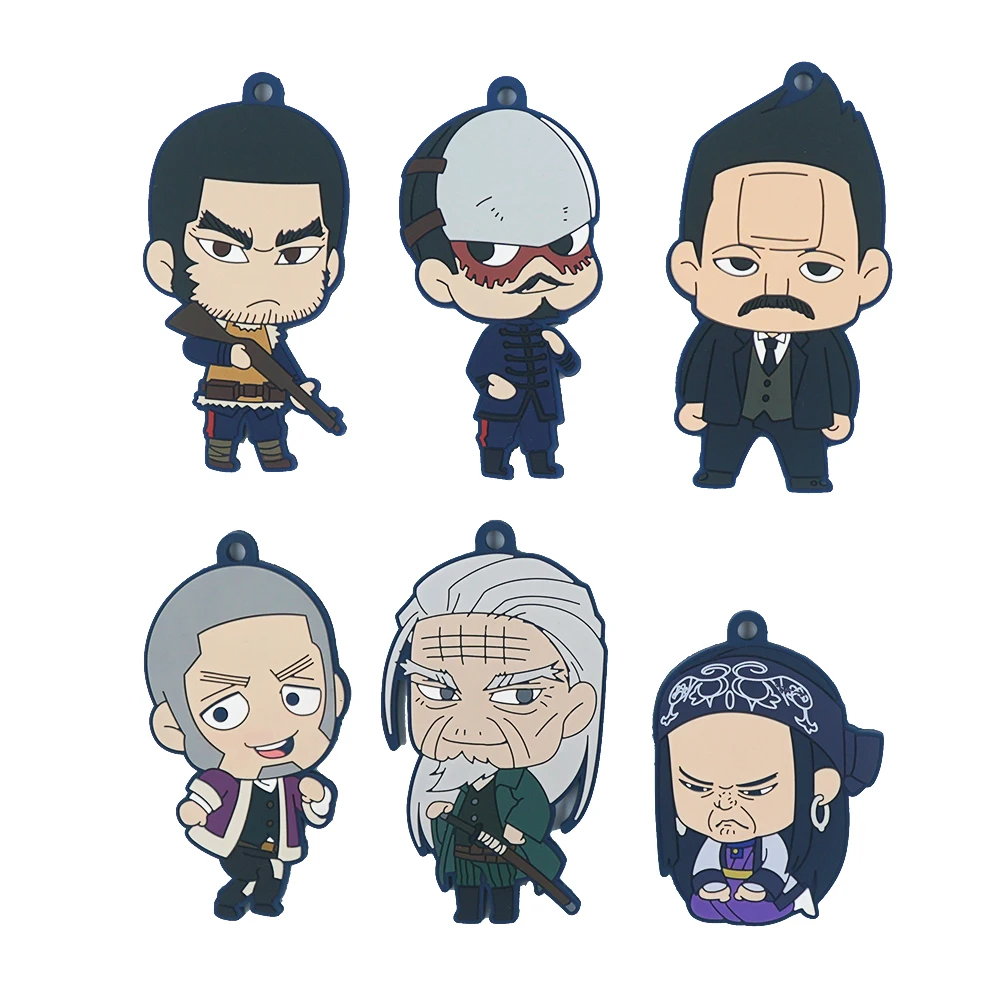 Резиновый брелок для ключей с изображением аниме «Золотой камий», Asirpa Shiraishi Yoshitake Tsurumi Tokushirou Hijikata Toshizou Ogata hyсакуэ