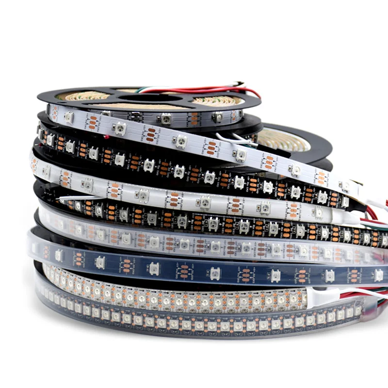 WS2812B Led Strip Light Individually Addressable LED Strip RGB 5050SMD Flexible Dream Color IP30/IP65/IP67 Black /White PCB DC5V