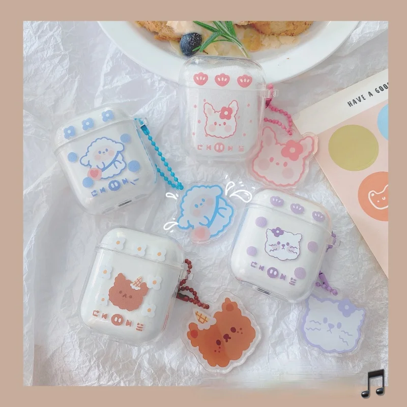 

Прозрачный мягкий силиконовый чехол с мультяшным рисунком для AirPod 1 2, кошка, собака, чехол для Apple Airpods pro