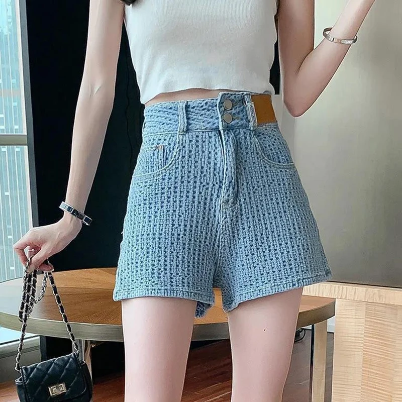 

YOUYIDE Summer Shorts Women Retro Style Loose Print Embroidery Women's Denim High Waist Short Jeans Booty Womens Clothing