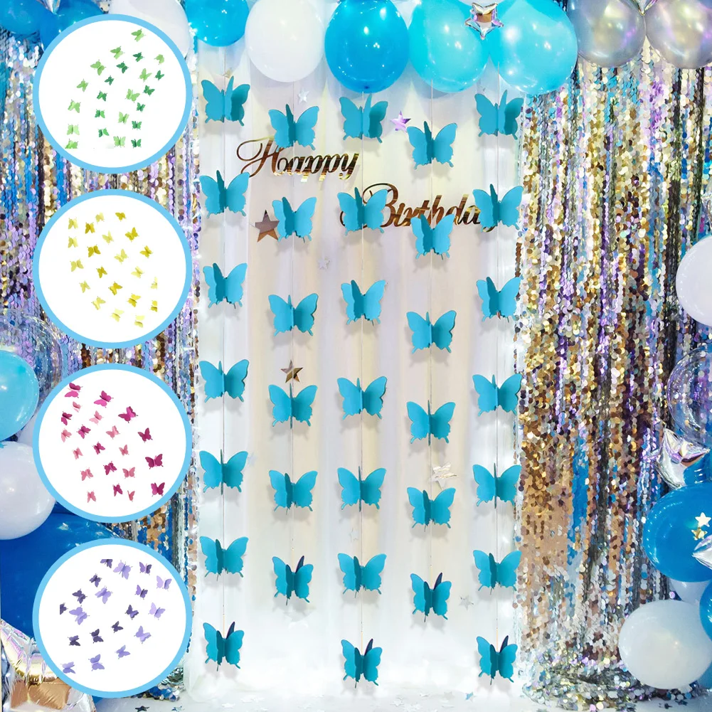 

3m Paper Butterfly Garland Flower Banner Pull Flag Happy Birthday Wedding Party Favor Baby Shower Curtain Decoration Supplies