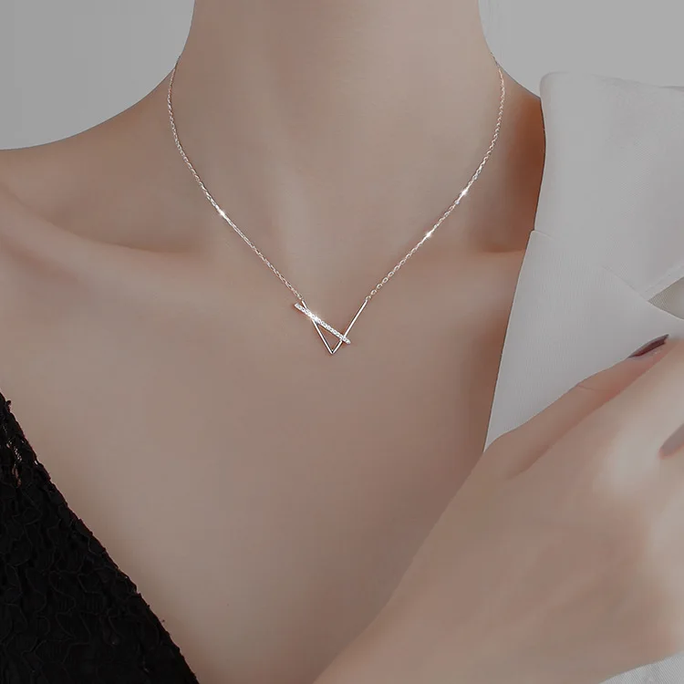 

Geometric Necklace INS Fashion Silver Clavicle Chain Female Simple Temperament Diamond Gold Necklace for Women Choker Jewelry