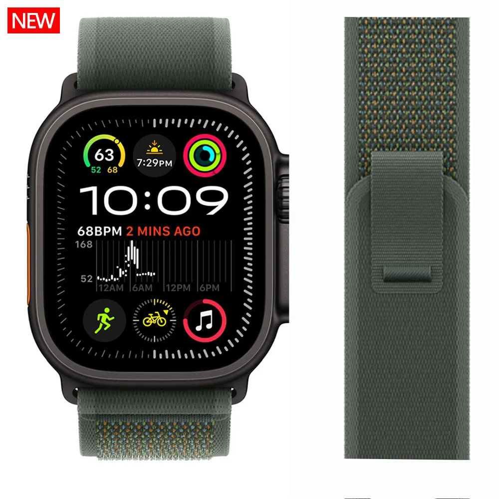 ремешок на apple watch НОВАЯ петля Trail для ремешков Apple Watch 44 мм Ultra 2 Band 49 45 38/40/41 черный