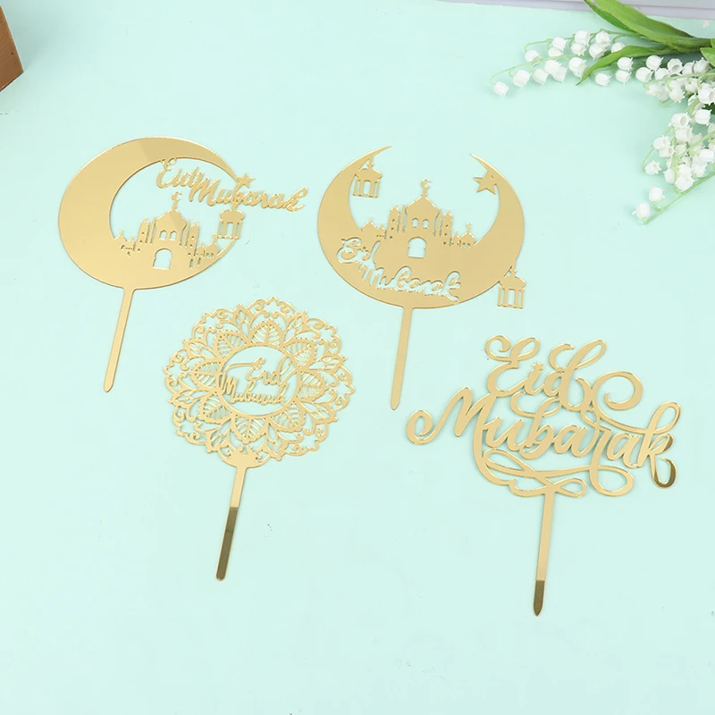 

Eid Mubarak, топпер для торта, ислам, Золотая Модель, для вечевечерние, искусственная акриловая плитка, топпер для торта