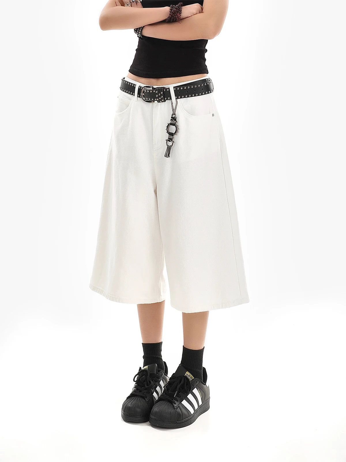 Шорты-бермуды женские джинсовые с завышенной талией модные повседневные Прямые