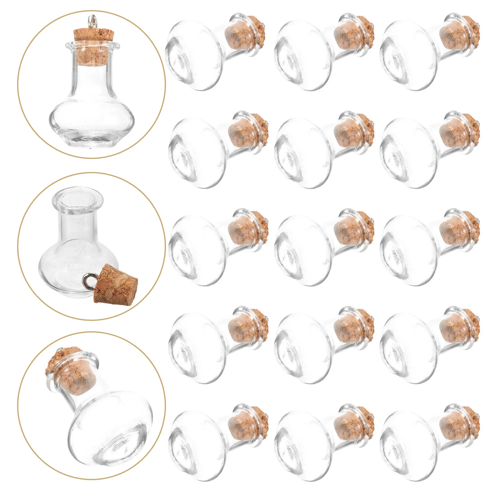 

20 Pcs Mini Glass Jars Decorative Bottle Small Bottles 2.2x1.7cm Tiny Vials Ornaments Transparent Wood Little