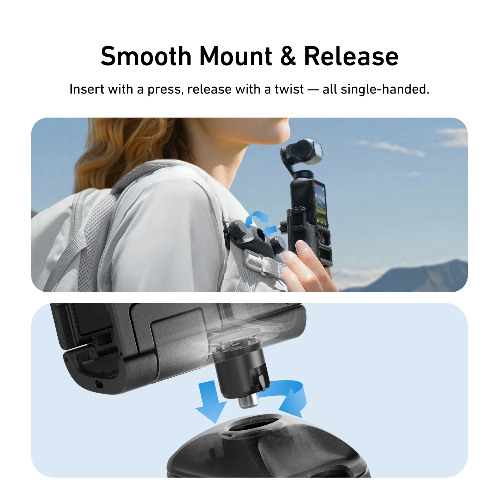 Фото Быстросъемное крепление для рюкзака TELESIN для DJI Pocket 3, аксессуары для камеры, зажим для ремня рюкзака, держатель для Pocket 3 №3
