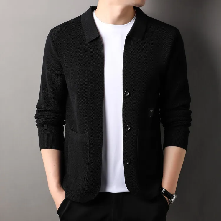 Весенне-осенний мужской свитер с лацканами кардиган одежда для папы молодежи и