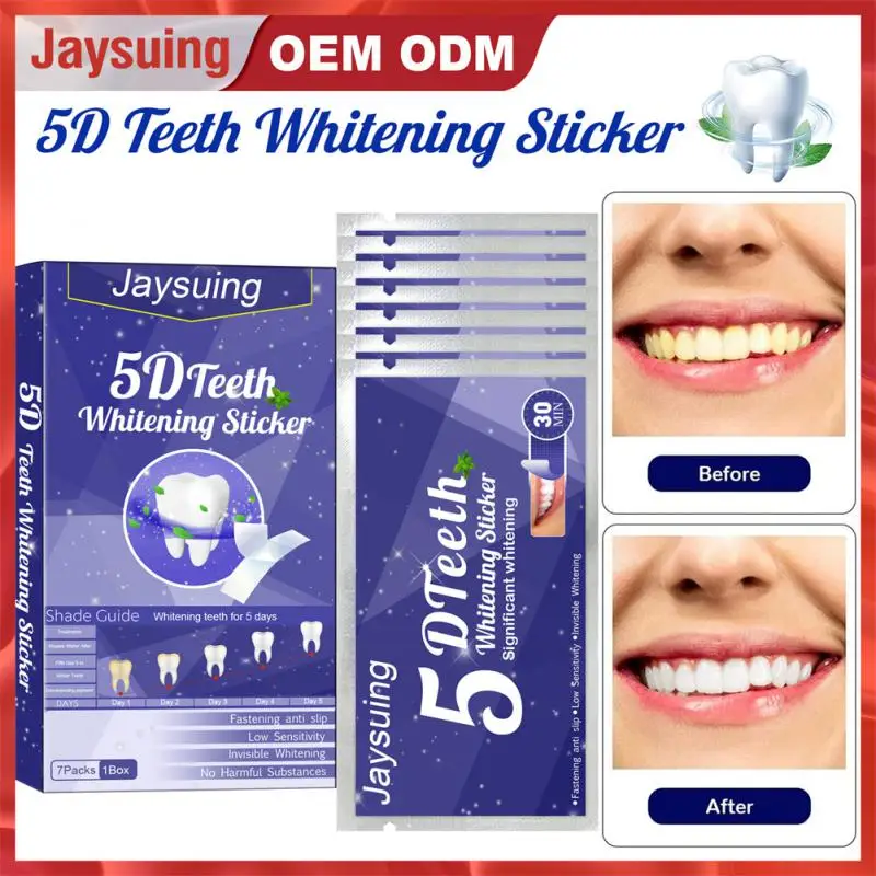 

7/14PAIRS Tooth Stickers Teeth Whitening Dry Toothpaste Bleaching Sticky Gel Whitening Strips High Elastic Oral Care Hygiene