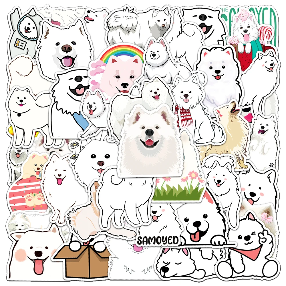 

10/30/50pcs Kawaii Samoyed Cartoon Stickers Funny Animal Anime Sticker Suitcase Bike Notebook Skateboard Dog Decal Kid Toys Gift