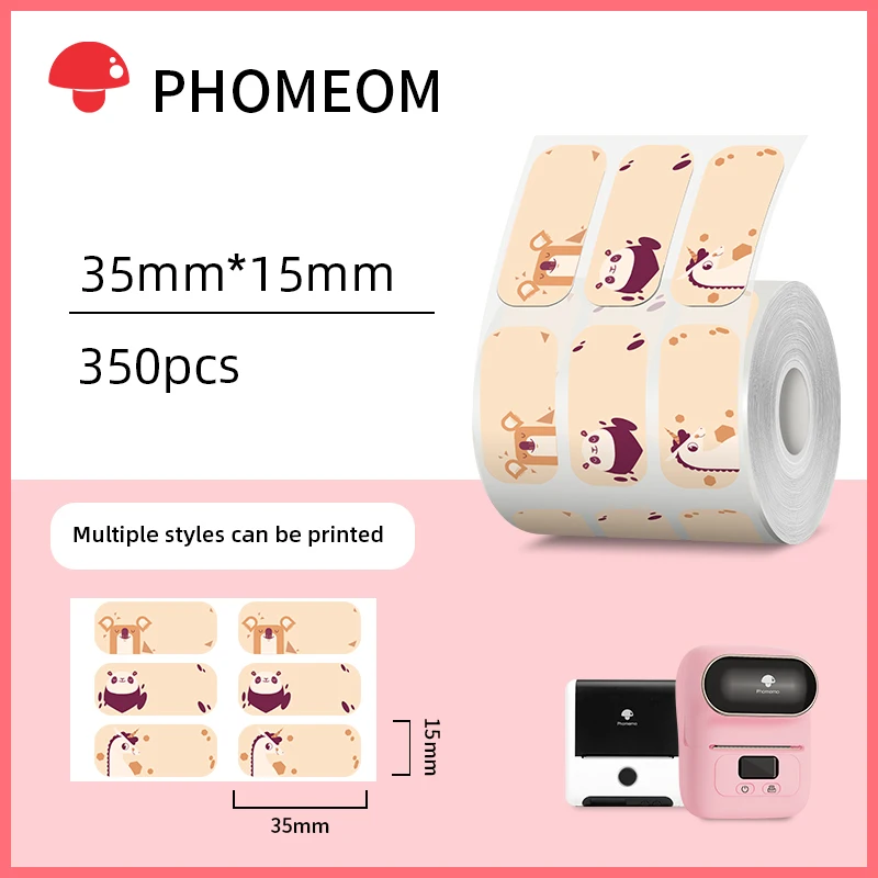 Phomemo-papel adhesivo para impresora térmica M110 M200, Compatible con Bluetooth, para Carpeta de joyería, tamaño redondo/cuadrado