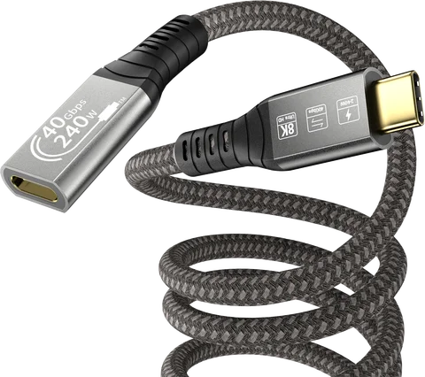 Удлинительный кабель USB C 4 8K при 60 Гц UHD Video 40G 240 Вт с удлинителем кабеля Thunderbolt «папа-мама» типа C