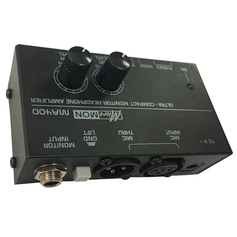 MA400 Headphone Preamplifier Microphone Audio 6.35Mm &amp 3.5Mm Outputs Mixer US Plug