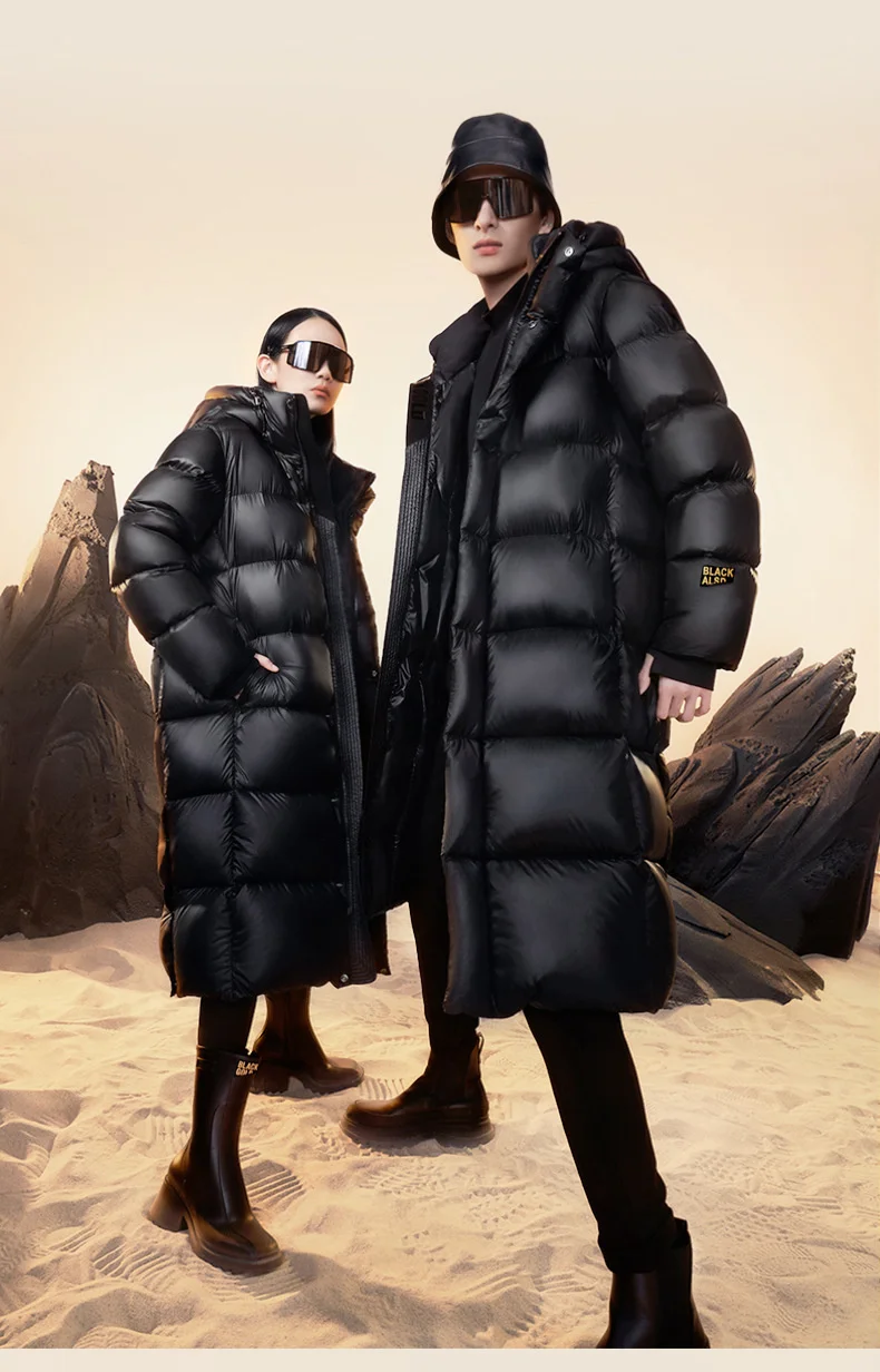 [Black Gold Goose Down]High End Goose Down Medium Length Down Jacket For Men And Women In The Same Style Couple's Hooded Coat In