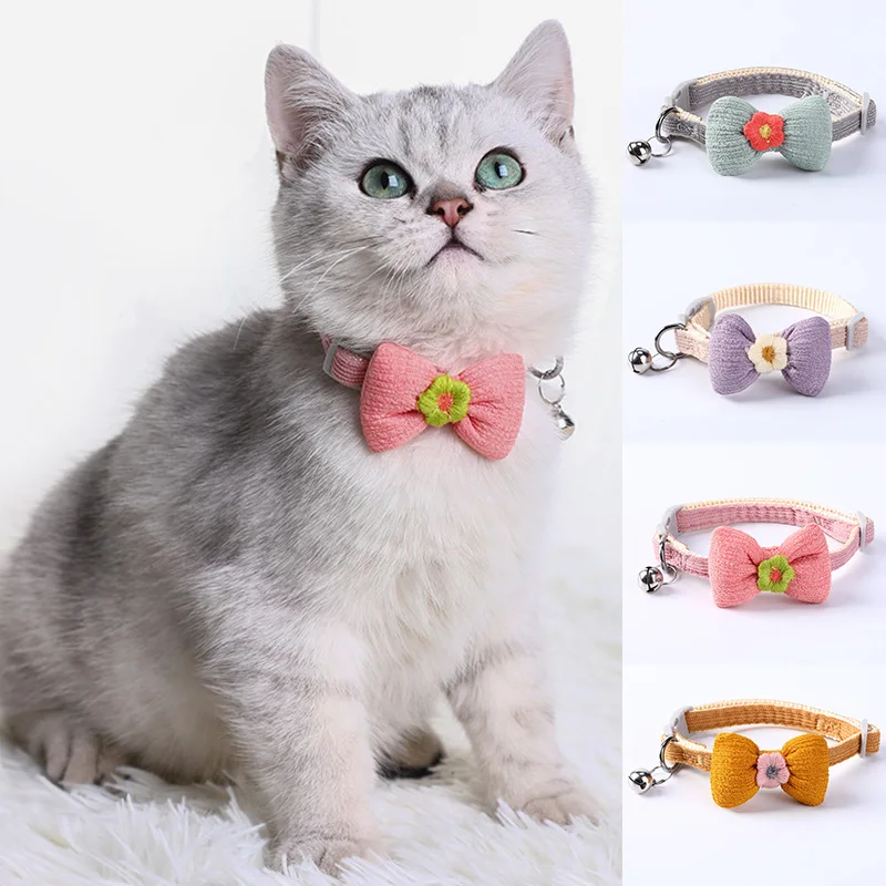 

Cute Universal Bow Bell Collar Adjustable Pet Collar Traction Cat Necklace Small Flower Collar Sweet Princess Style Dog Supplies