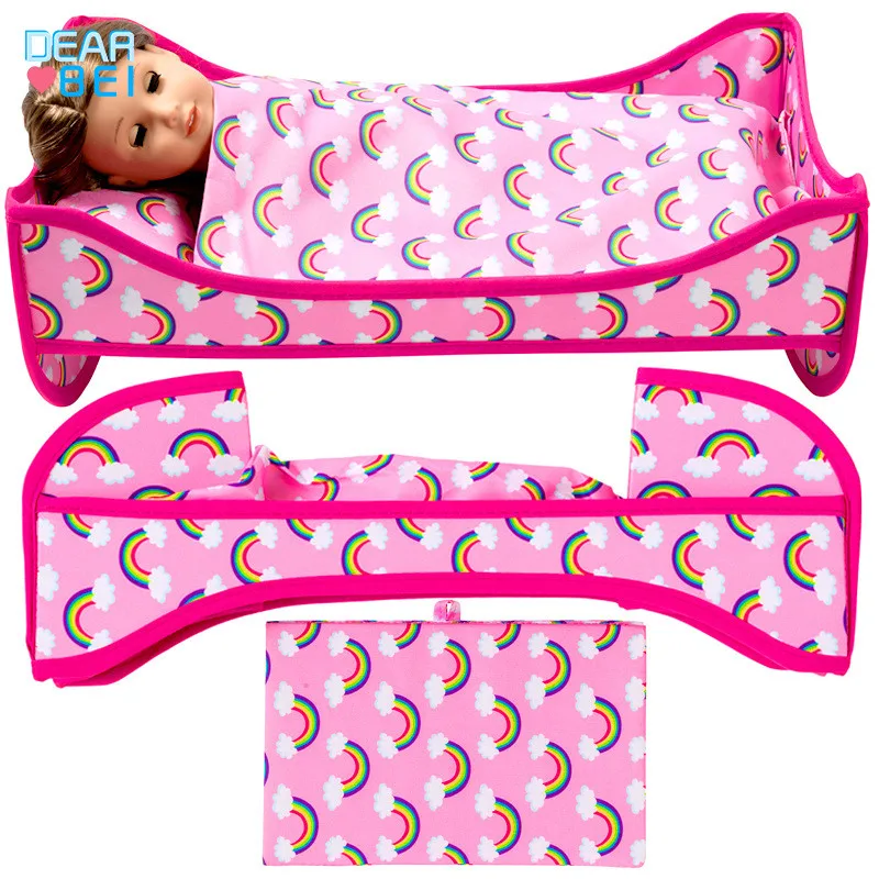 

2Pcs American 18 Inch Girl Doll Bed and Accessories Included Doll 1 Pcs bed for doll and 1 Pcs bed board For 18 Inch Girl Doll