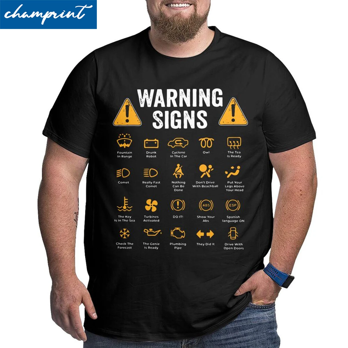 

Driving Warning Signs 101 Auto Mechanic Driver T Shirts Men Cotton T-Shirt Big Tall Tee Shirt Clothes Oversized 4XL 5XL 6XL