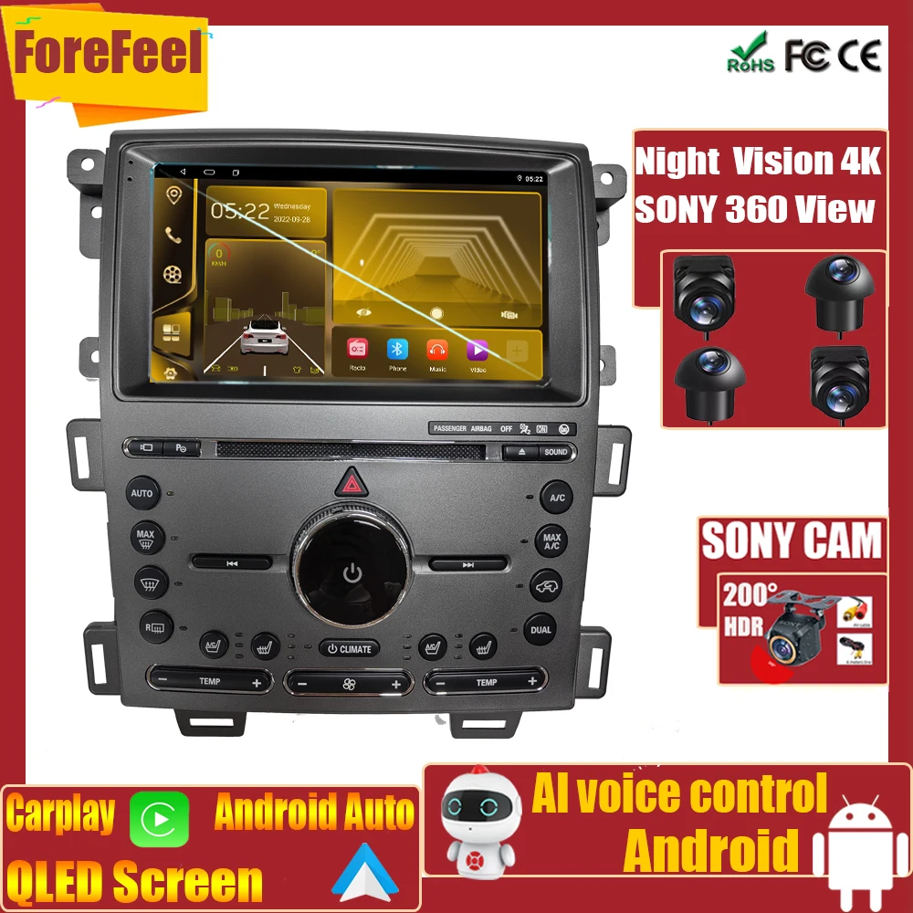 

Car QLED Android13 For Ford Edge 2011 2012 2014 2015 Auto Stereo Touch Screen Radio Video Carplayer NO 2Din GPS GPS DSP DVD BT