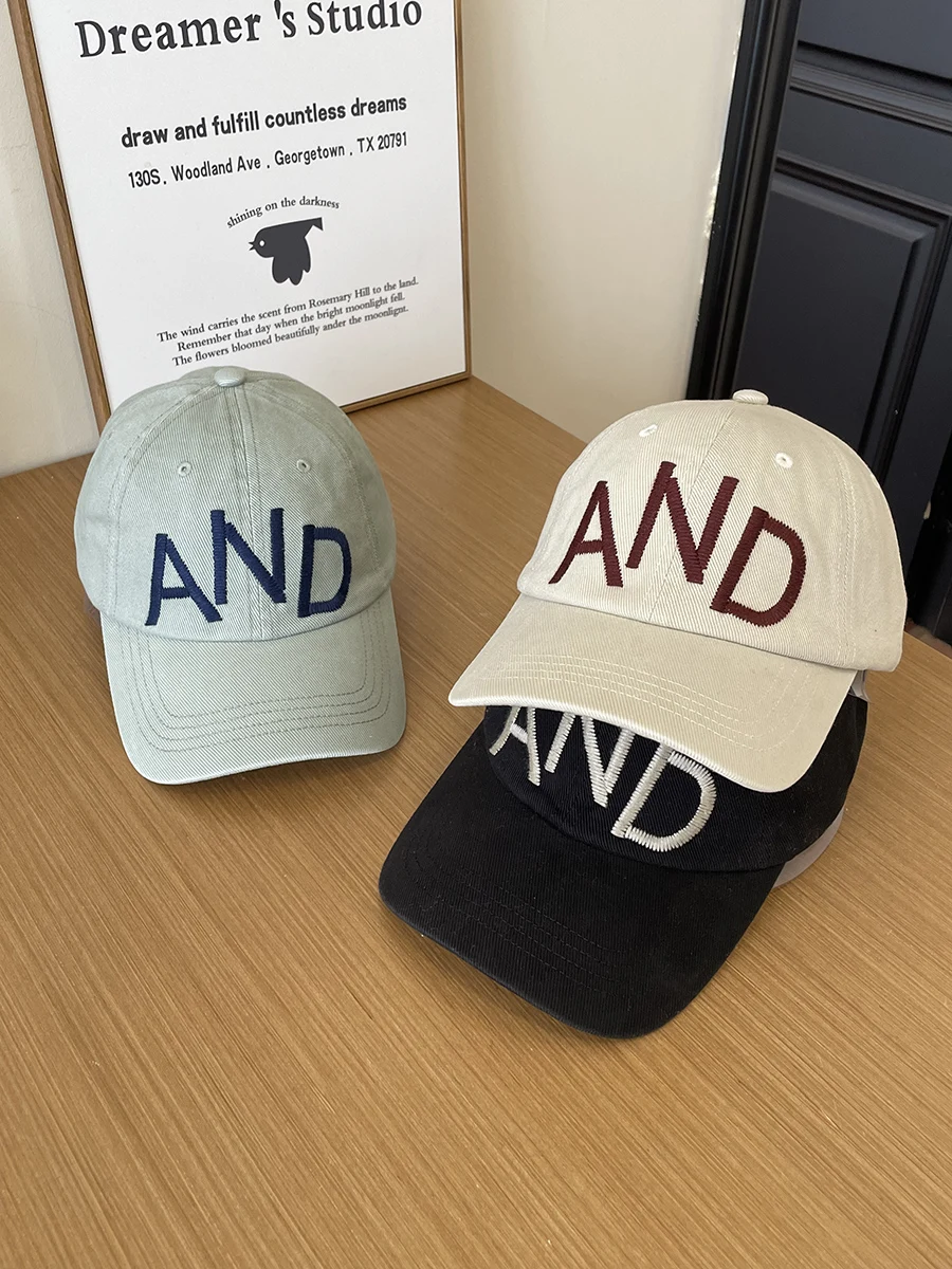 Осень и зима Новая большая бейсболка с вышивкой букв для пары Глубокий верх