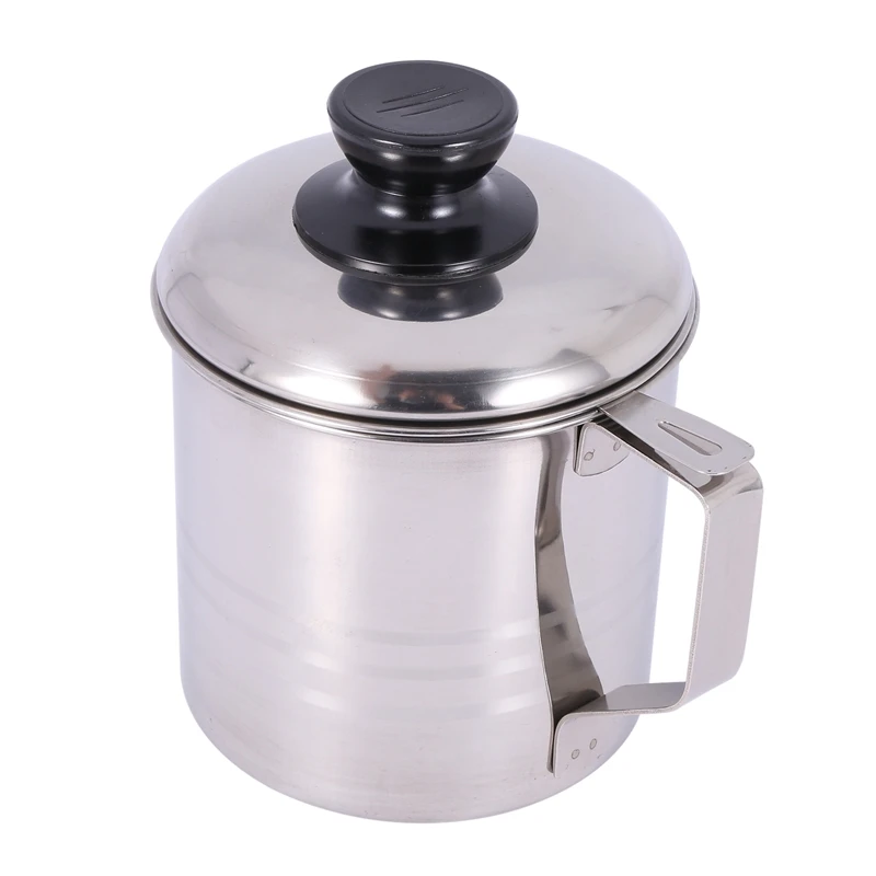 

Oil Strainer Pot / Grease Can, 1.5 Quart Stainless Steel Oil Storage Can Container With Fine Mesh Strainer, Suitable For Storing