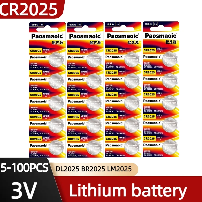 

Original 5-100pcs CR2025 3v Lithium battery CR2025 DL2025 BR2025 DL2025 LM2025 for car key remote control watch