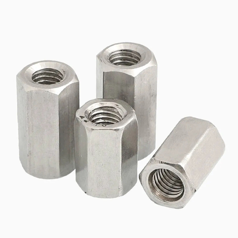 

2pcs M6 M8 Hex Coupling Nut Rod 304 A2 Stainless Steel Long Hexagonal Nut Connection Thread Nut Fit Blot All-Thread Bar Stud