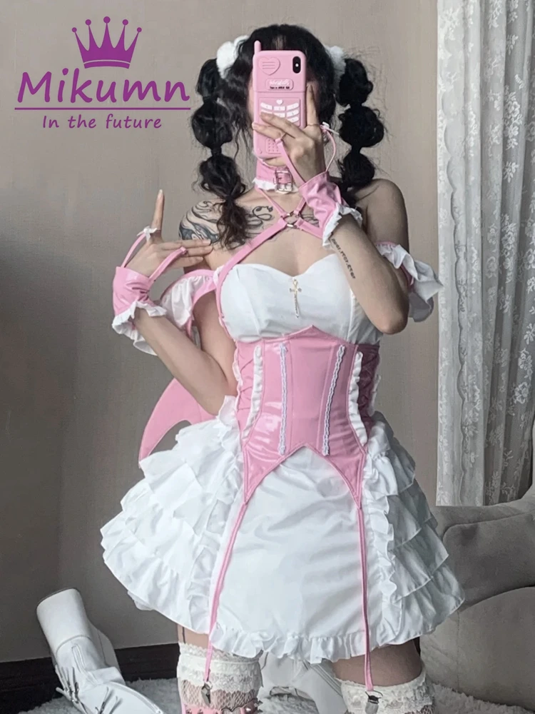 

Gothic Lolita Little Devil Maid Cosplay Dress Japanese Anime Women Girls Lovely Sexy Mini Dresses With Wing Party Costumes