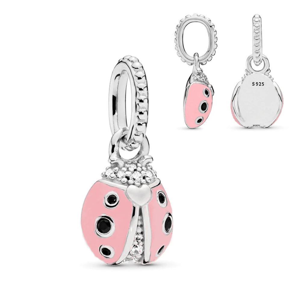 

Pink Ladybug Pendant Bead Fit Original Pandora Bracelets DIY Women Jewelry Accessory