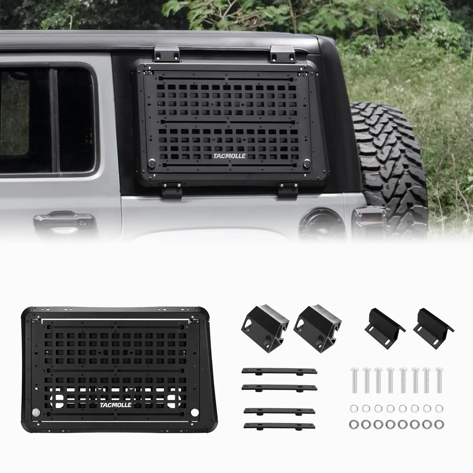 

Для Jeep Wrangler JL 2018-2025: Панель MOLLE на окно, TACMOLLE, задняя левая складная рабочая платформа-органайзер, защита окна