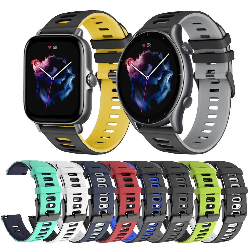 

20mm 22mm Sport Silicone Band for Huami Amazfit GTR 3 GTS 3 GTR 2 2e GTS 2 mini/Bip S Strap Bracelet Watchband